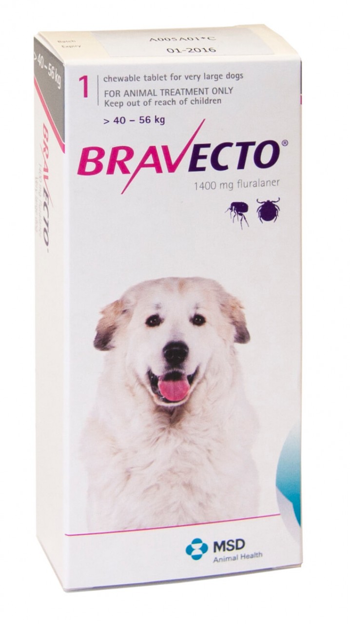 Bravecto 一錠除 (消滅牛蜱、跳蚤及毛囊蟲)(40-56公斤的狗狗) 暫時沒有現貨,只供預訂}
